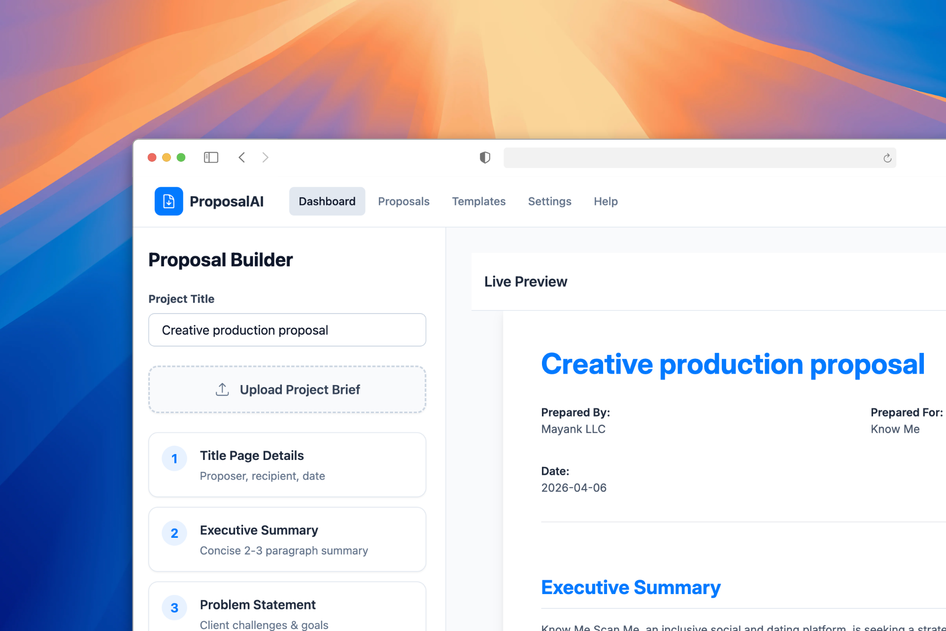Proposal AI: Reimagining Business Proposals with the Power of AI